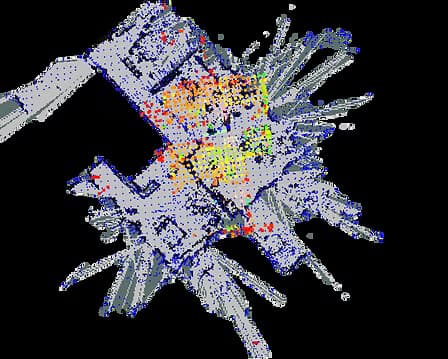 LiDAR point-cloud visualization from the robot's perception stack